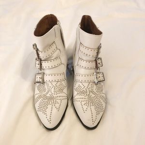 White Studded Ankle Boots